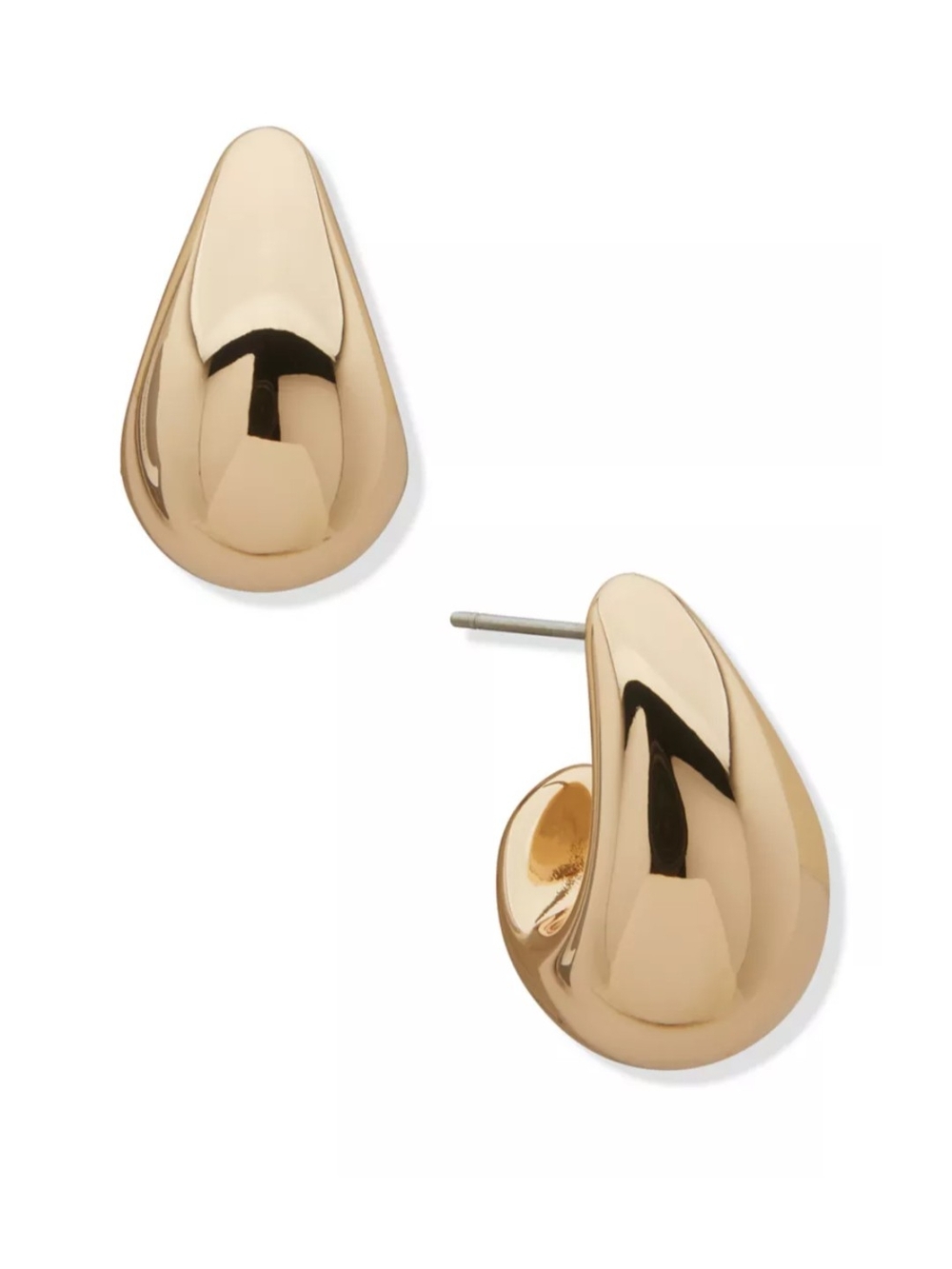 Gold Tone 23mm Puffy Teardrop Huggie Earrings - Unbranded